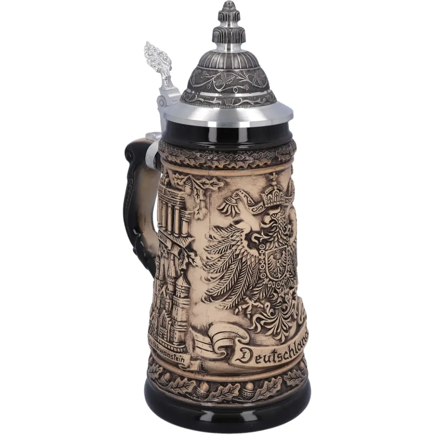 Käthe Wohlfahrt Bierkrug Mit Zinndeckel "Deutschland", Natur, 0,5L New