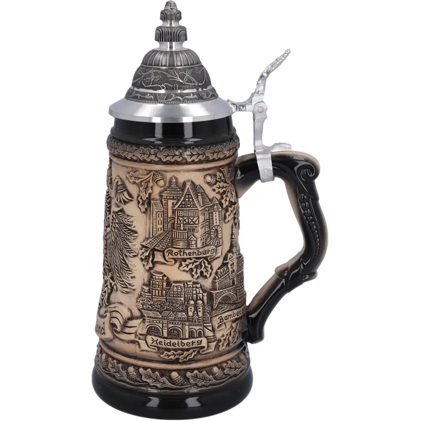 Käthe Wohlfahrt Bierkrug Mit Zinndeckel "Deutschland", Natur, 0,5L New