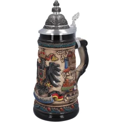 Käthe Wohlfahrt Bierkrug Mit Zinndeckel "Deutschland", Bunt-Natur, 0,5L Clearance