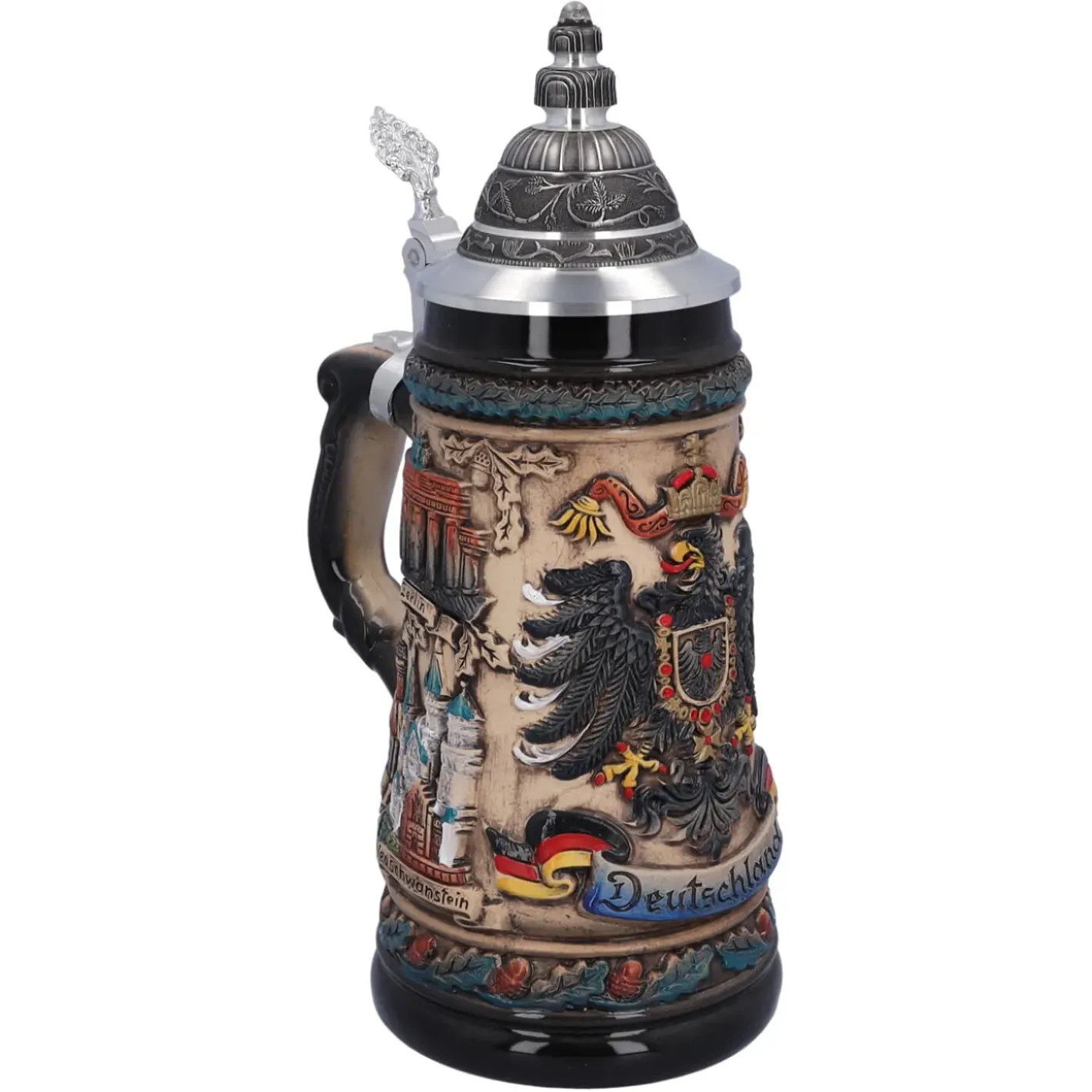 Käthe Wohlfahrt Bierkrug Mit Zinndeckel "Deutschland", Bunt-Natur, 0,5L Clearance