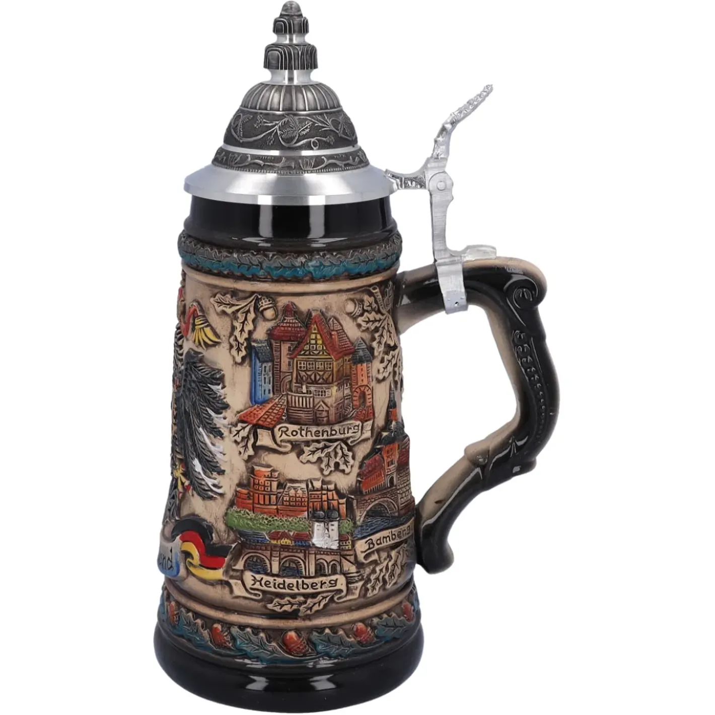 Käthe Wohlfahrt Bierkrug Mit Zinndeckel "Deutschland", Bunt-Natur, 0,5L Clearance