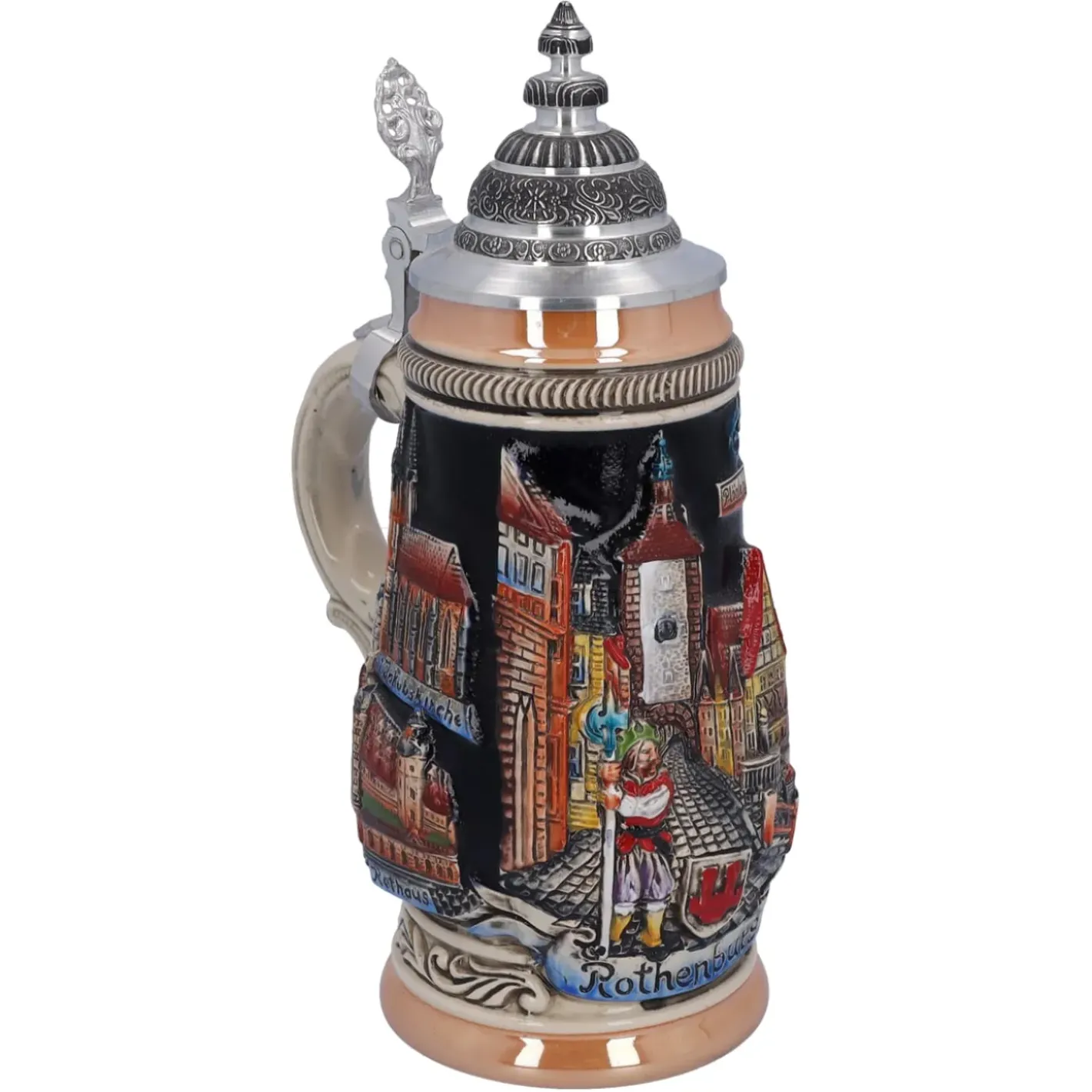 Käthe Wohlfahrt Bierkrug Mit Zinndeckel "Rothenburg", Schwarz, 0,25L Sale