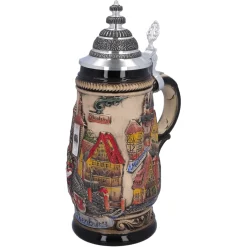 Käthe Wohlfahrt Bierkrug Mit Zinndeckel "Rothenburg", Natur, 0,5L Sale