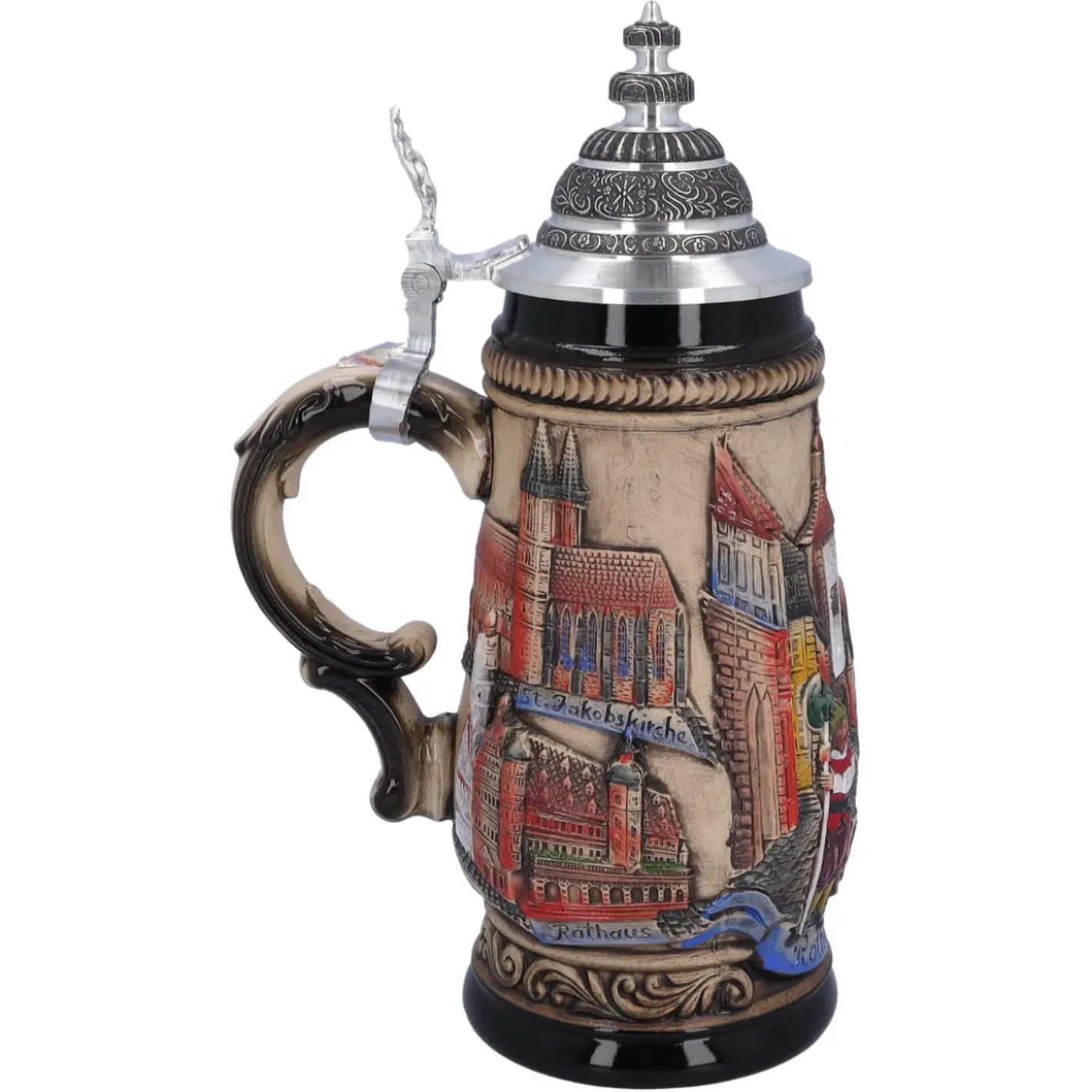 Käthe Wohlfahrt Bierkrug Mit Zinndeckel "Rothenburg", Natur, 0,5L Sale
