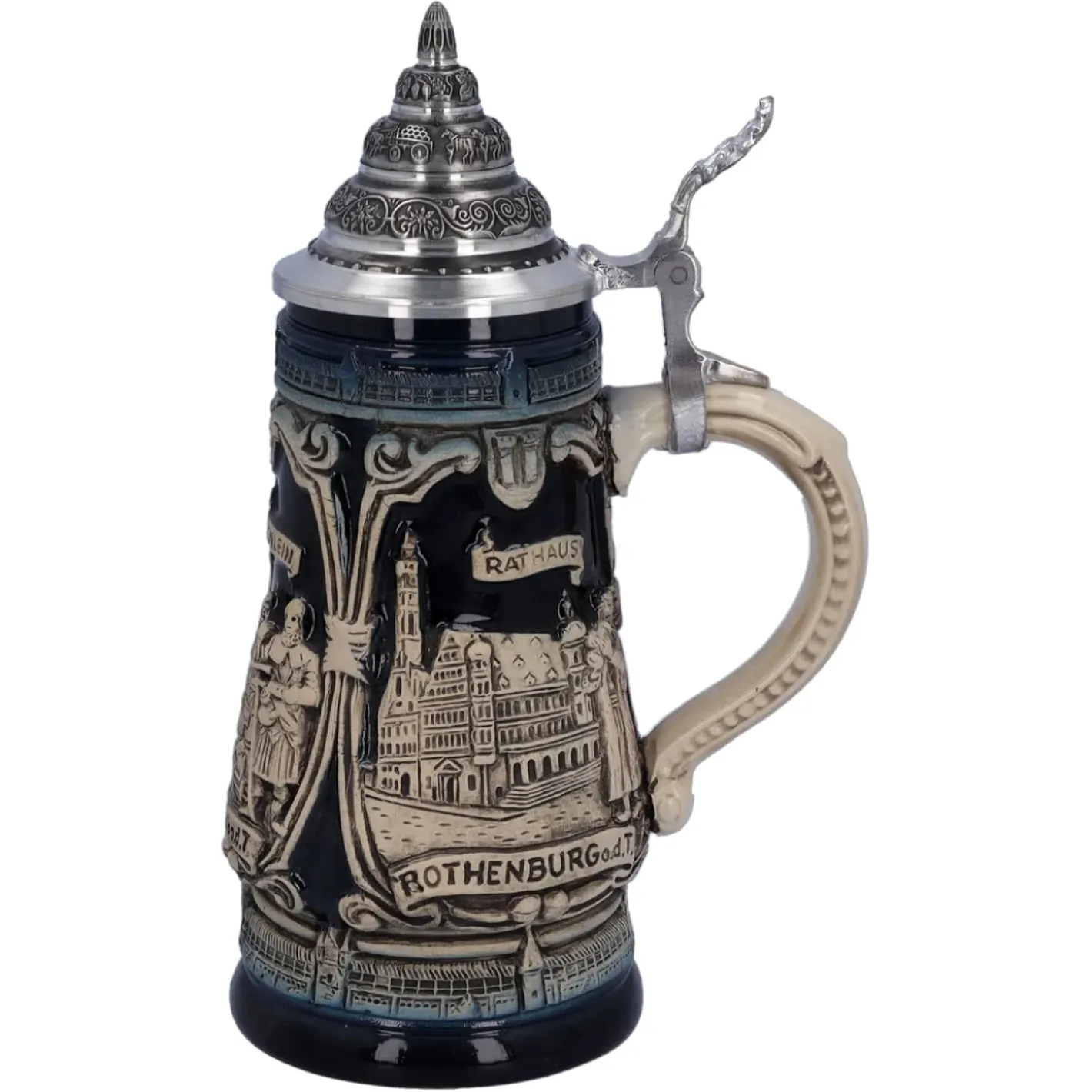Käthe Wohlfahrt Bierkrug Mit Zinndeckel "Rothenburg Mit Ritter", 0,25L Clearance