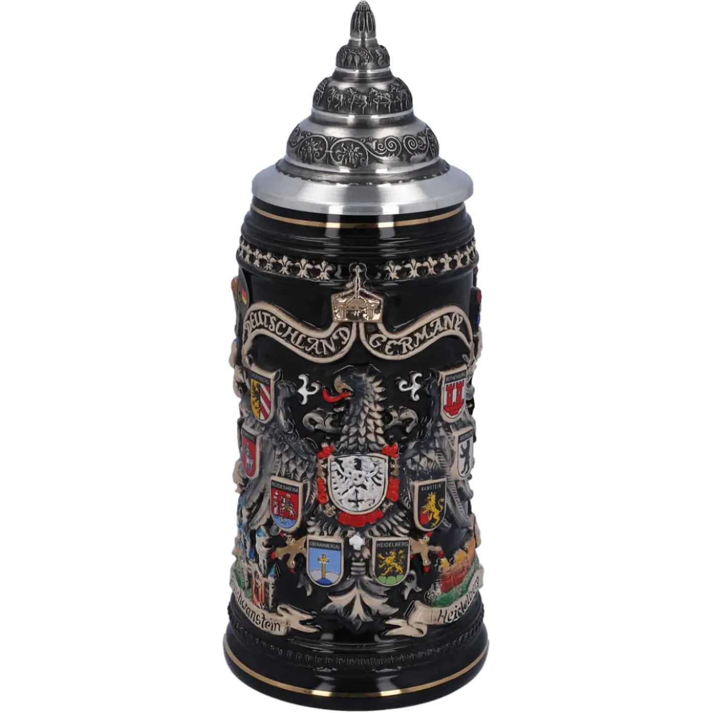 Käthe Wohlfahrt Bierkrug Mit Zinndeckel "Stadtwappen", Gold, 0,4L New
