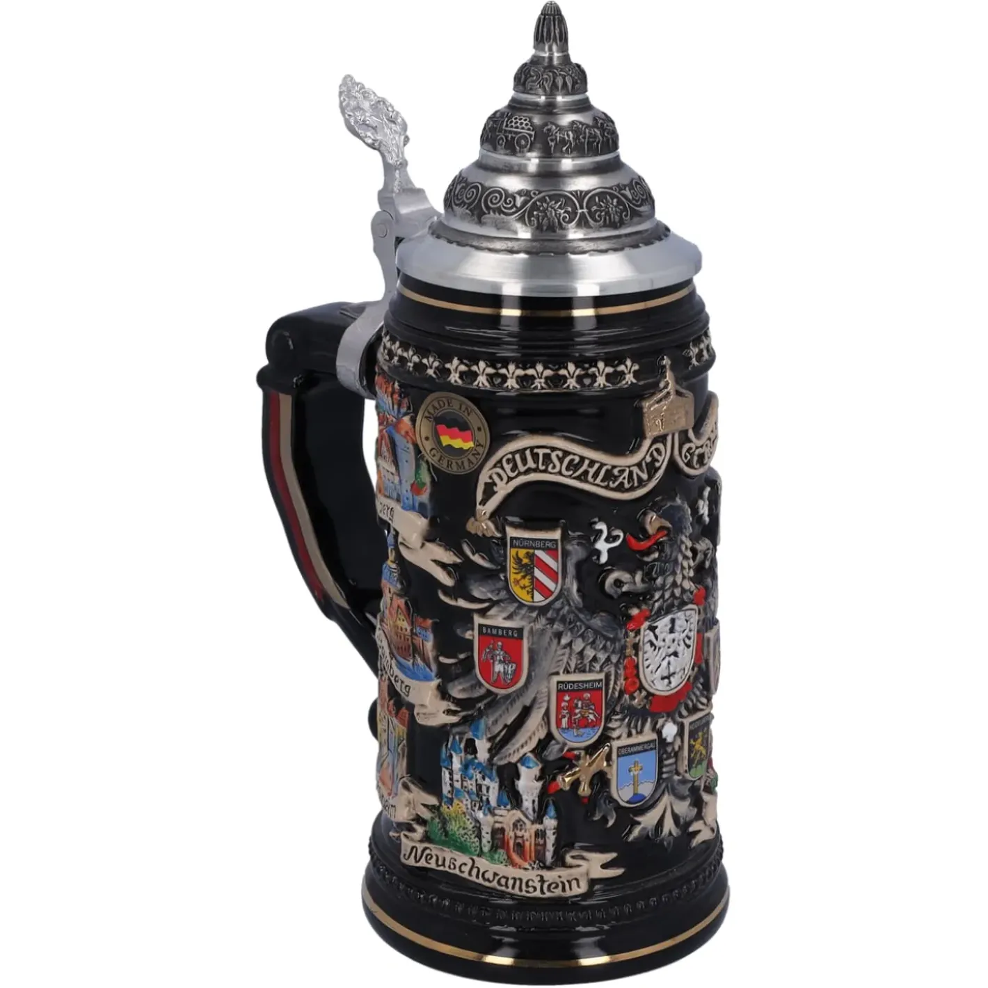 Käthe Wohlfahrt Bierkrug Mit Zinndeckel "Stadtwappen", Gold, 0,4L New