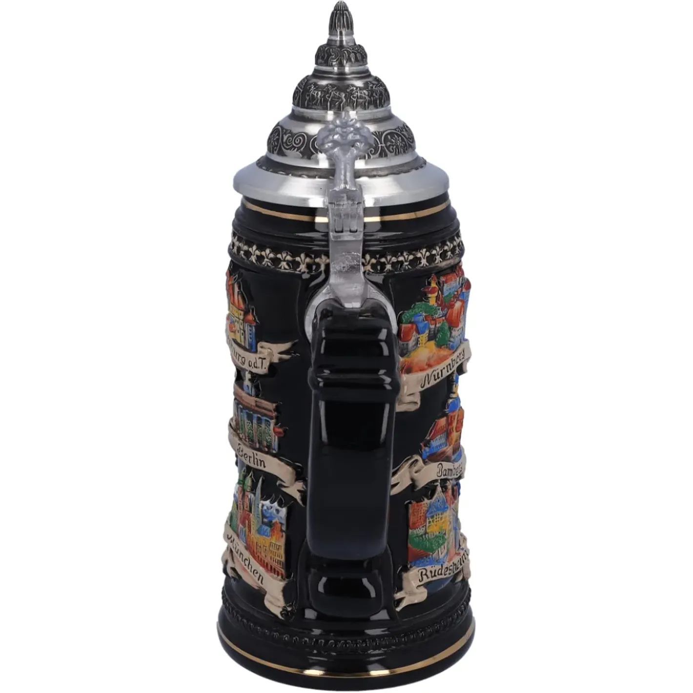 Käthe Wohlfahrt Bierkrug Mit Zinndeckel "Stadtwappen", Gold, 0,4L New