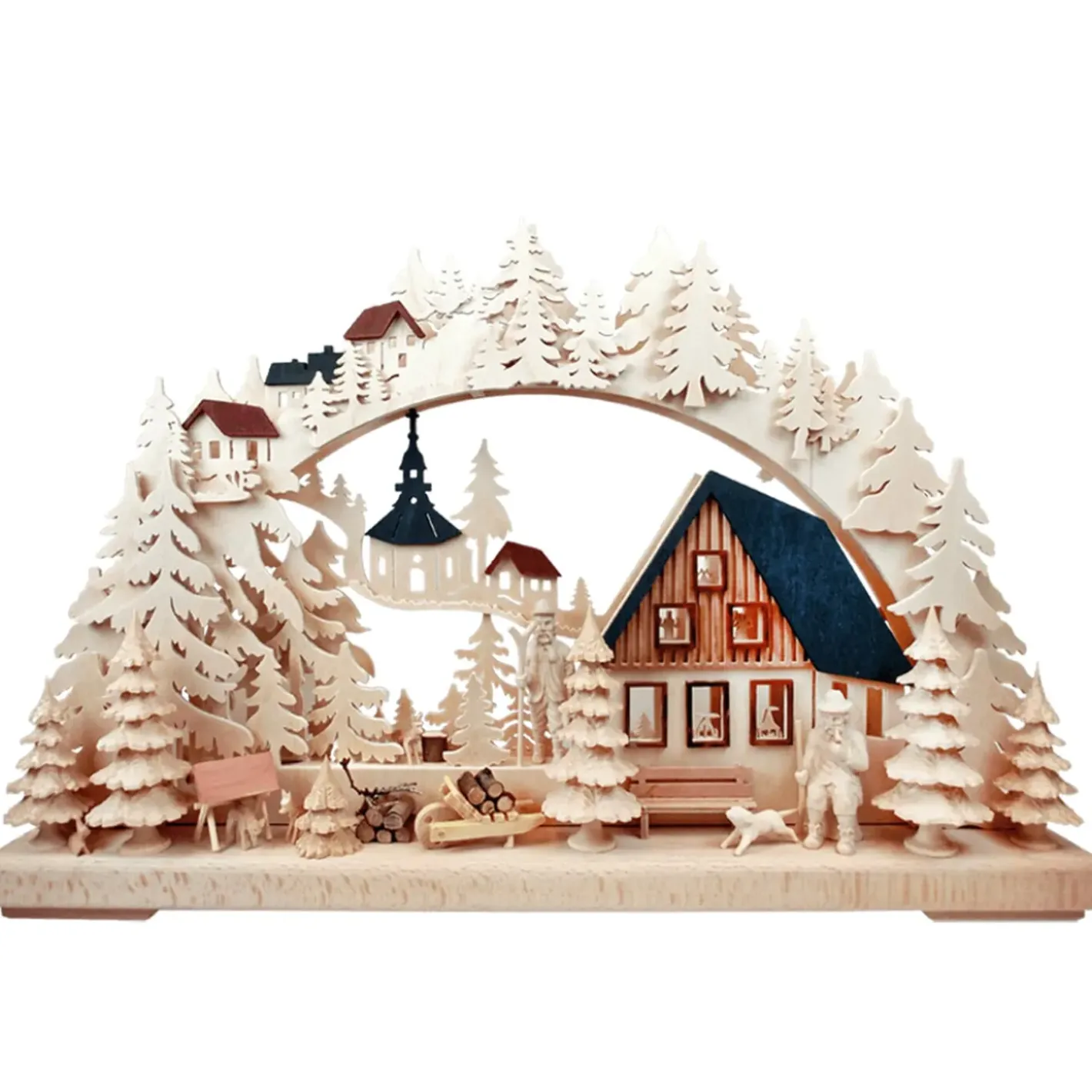 RATAGS Holzdesign 3-D Schwibbögen "Holzfallerhaus", 115V Mit Usb A-Anschluss Clearance