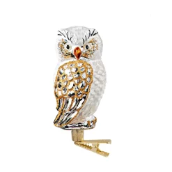 Poesie in Glas Eule Weis-Gold Mit Clip Outlet