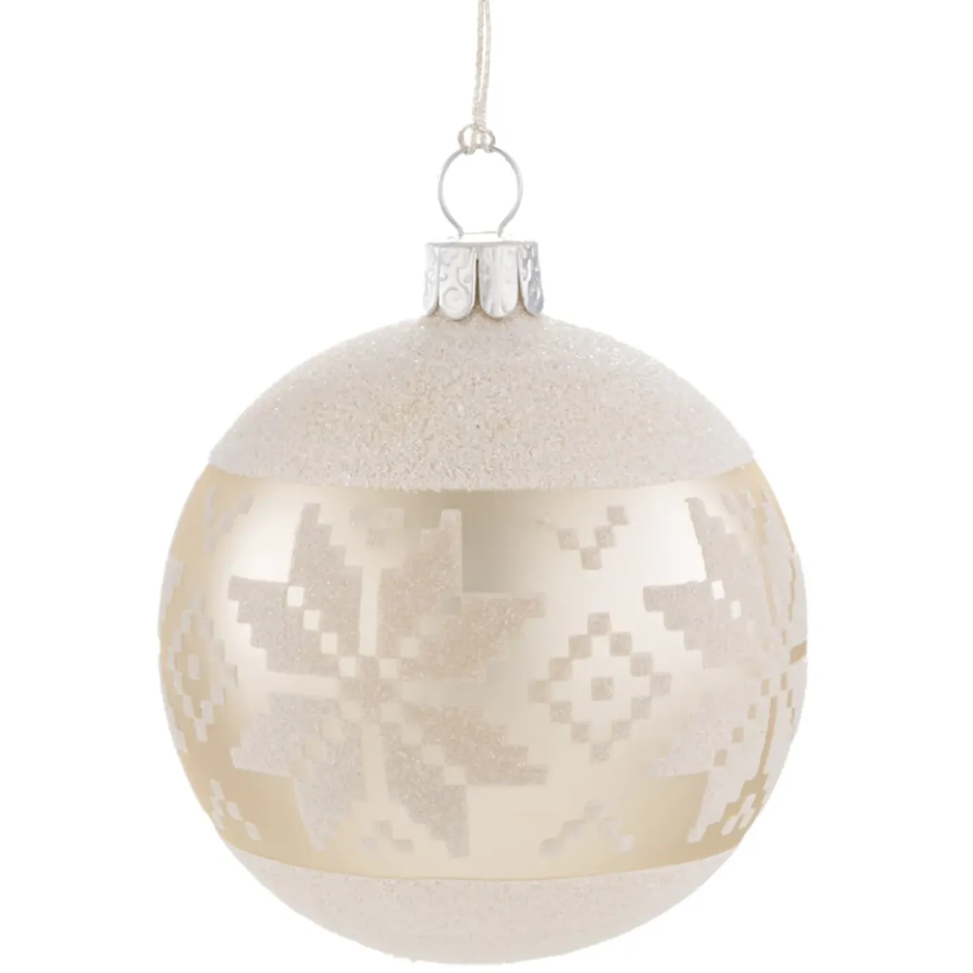 Käthe Wohlfahrt Glaskugel Creme Mit Weisem Muster, 7 Cm Sale