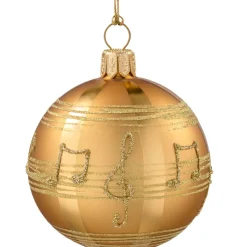 Käthe Wohlfahrt Glaskugel Gold Mit Noten, 8 Cm Hot