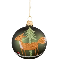 Käthe Wohlfahrt Glaskugel Grun Mit Fuchs, 7 Cm New