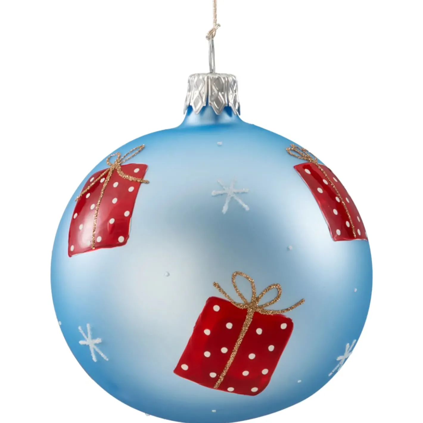 Käthe Wohlfahrt Glaskugel Hellblau Matt Mit Geschenkmotiv, 7 Cm Online
