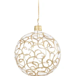 Käthe Wohlfahrt Glaskugel Klar Mit Goldschnorkeln, 6 Cm