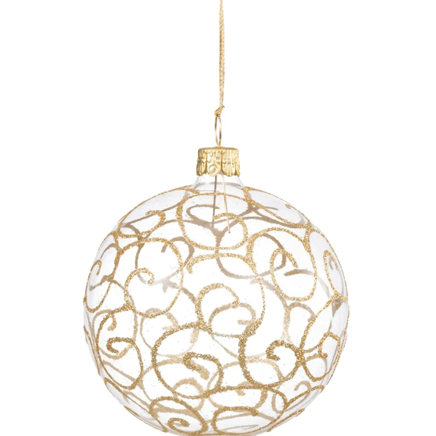 Käthe Wohlfahrt Glaskugel Klar Mit Goldschnorkeln, 6 Cm