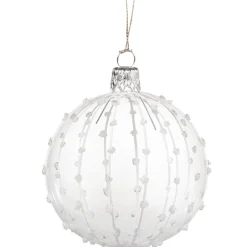 Käthe Wohlfahrt Glaskugel Klar Mit Weisem Glitzerdekor, 7 Cm Best