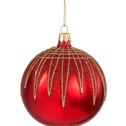Käthe Wohlfahrt Glaskugel Rot Mit Glitterdach, 10 Cm Clearance
