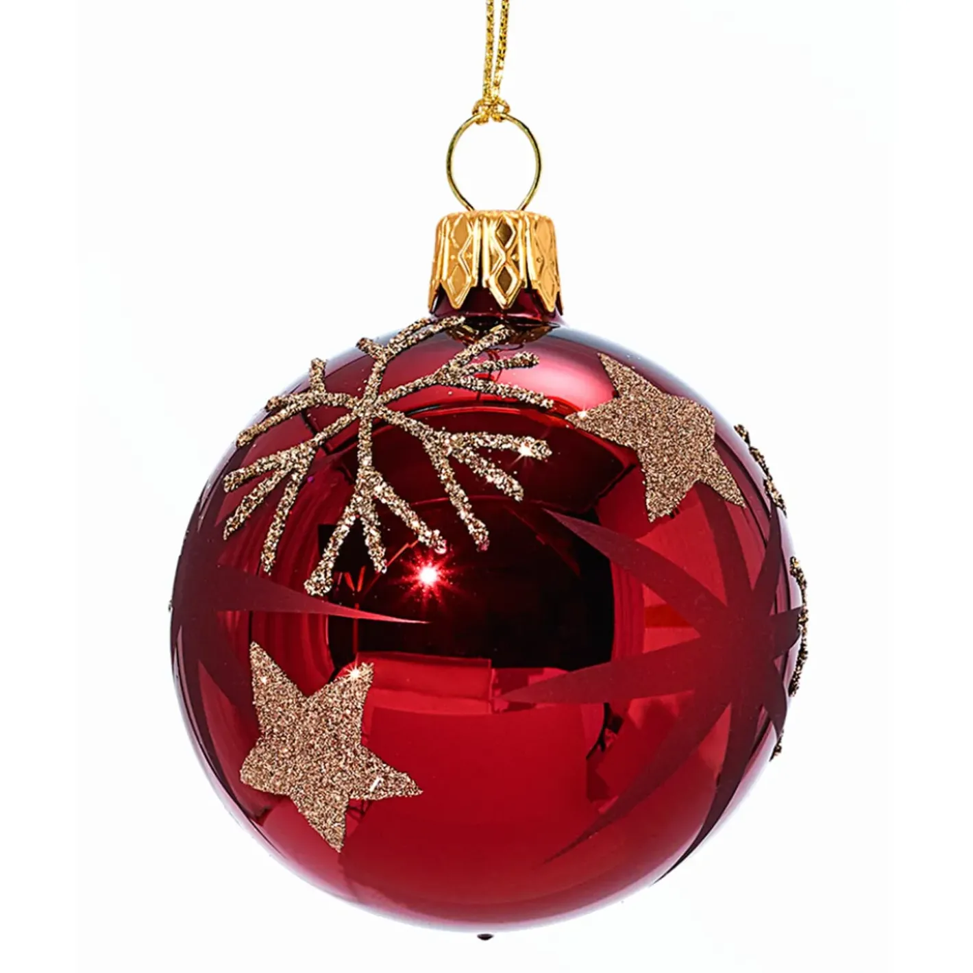 Käthe Wohlfahrt Glaskugel Rot Mit Goldenen Sternen Und Flocken, 6Cm Hot