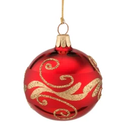 Käthe Wohlfahrt Glaskugel Rot Mit Goldener Verzierung, 6 Cm Sale