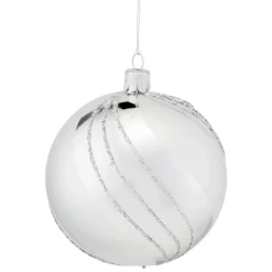 Käthe Wohlfahrt Glaskugel Silber Mit Glitzerdekor, 10 Cm Clearance