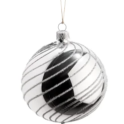 Käthe Wohlfahrt Glaskugel Silber Mit Silber Spiraldekor, 8 Cm
