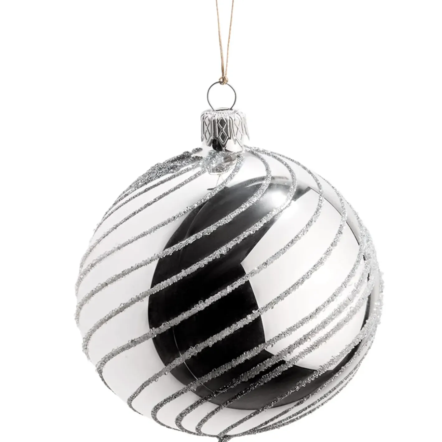 Käthe Wohlfahrt Glaskugel Silber Mit Silber Spiraldekor, 8 Cm