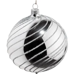 Käthe Wohlfahrt Glaskugel Silber Mit Silber Spiraldekor, 10 Cm Sale