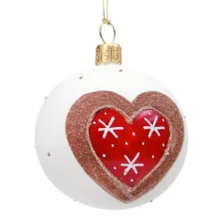Käthe Wohlfahrt Glaskugel Weis Matt Lebkuchenherz, 7 Cm Outlet