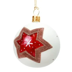 Käthe Wohlfahrt Glaskugel Weis Matt Mit Lebkuchenstern, 6 Cm Clearance
