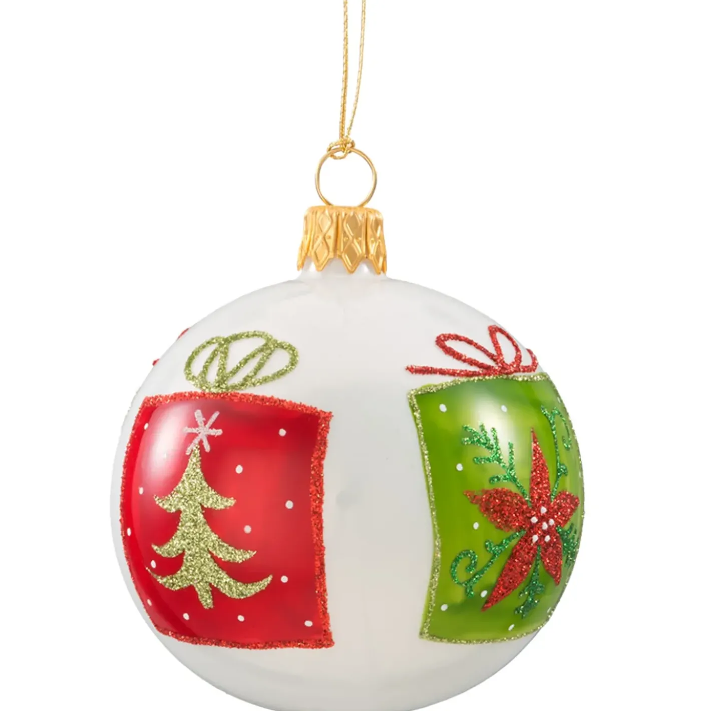 Käthe Wohlfahrt Glaskugel Weis Opal Mit Geschenkmotiv, 7 Cm Hot