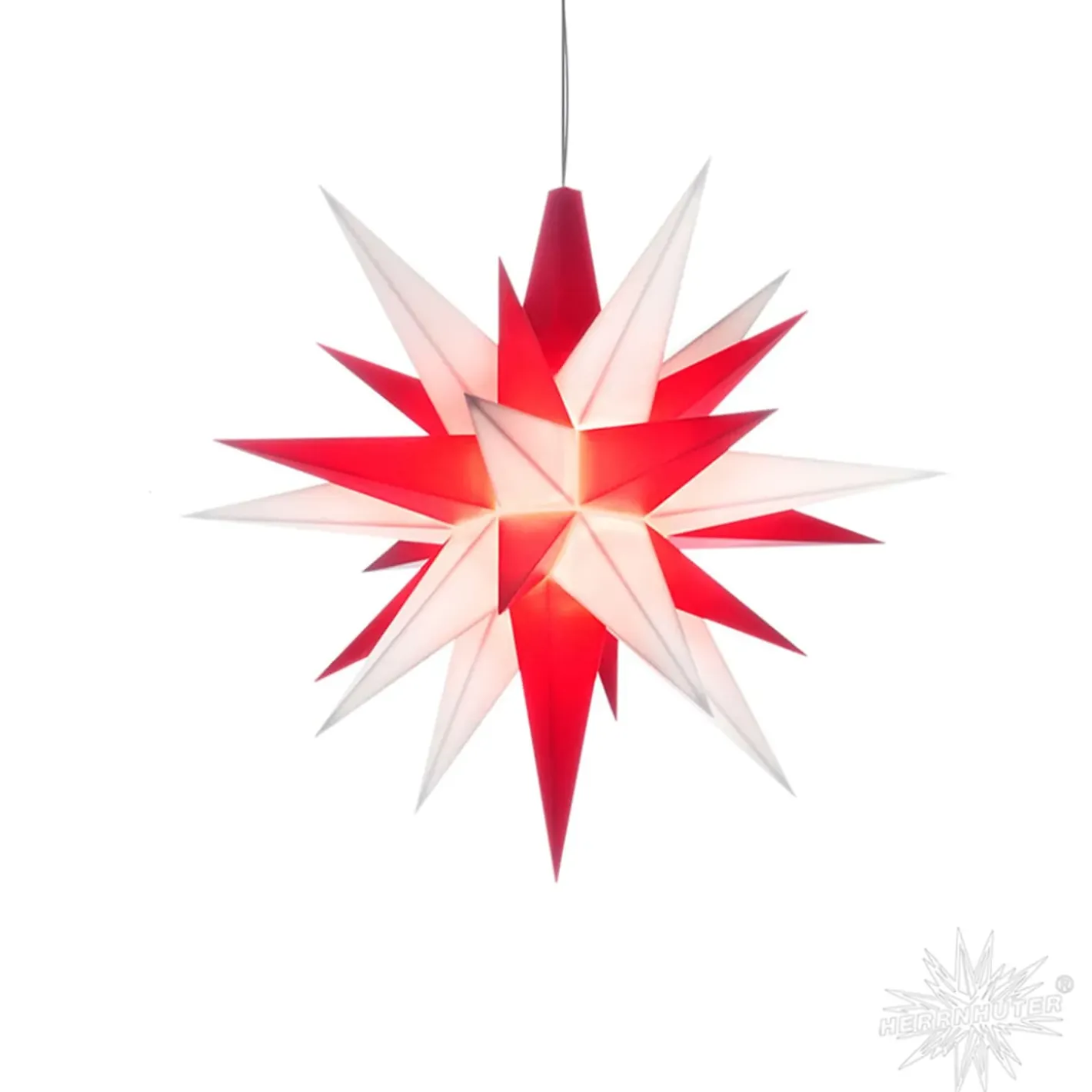 Herrnhuter Sterne Herrnhuter Stern Weis/Rot, 13Cm, Kunststoff Hot