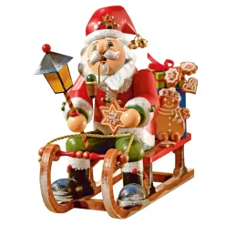 Käthes Original Holzknoddl "Weihnachtsmann Auf Schlitten", Rauchermann Clearance