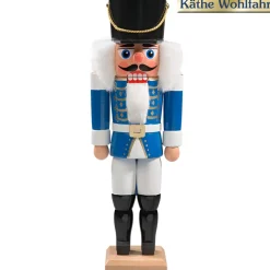 HODREWA Nussknacker "Husar" Blau, 27Cm New