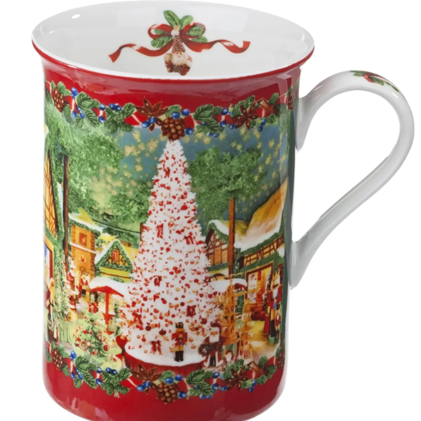 Käthe Wohlfahrt Porzellan-Tasse "Weihnachtsdorf", Rot New