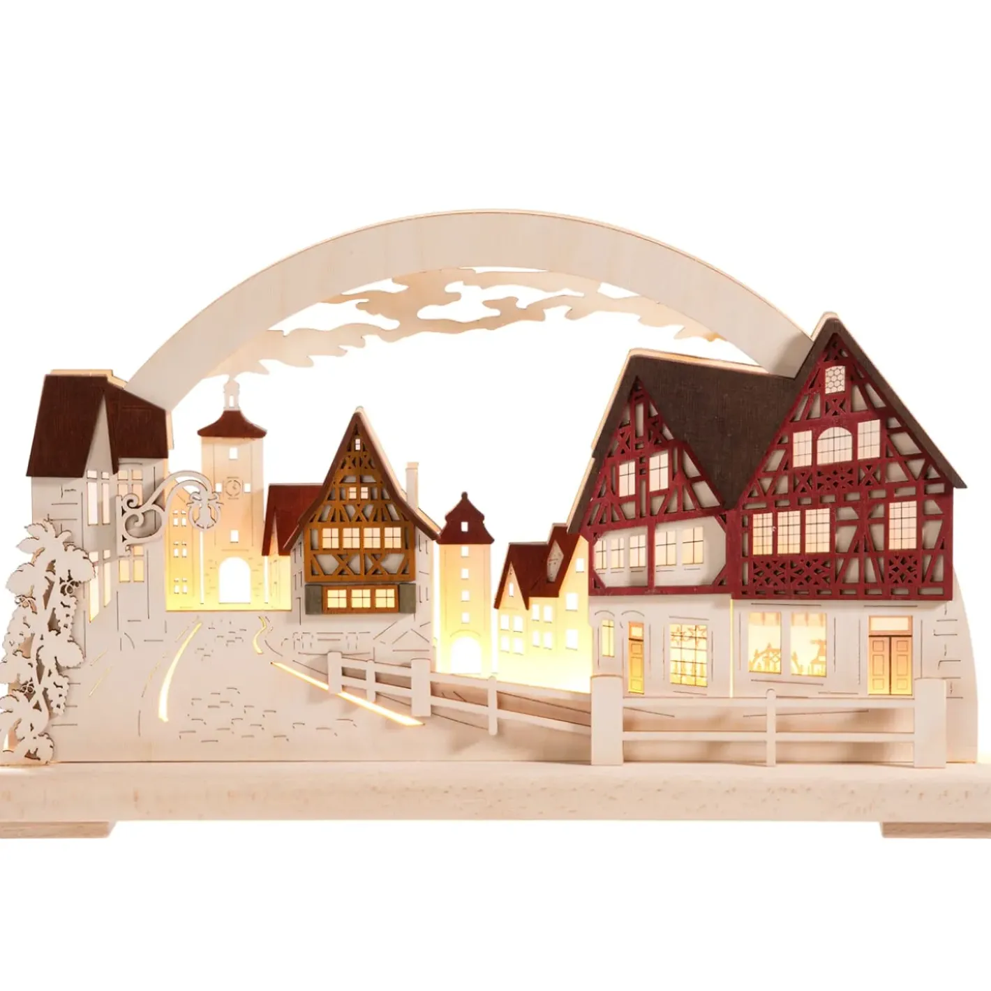 RATAGS Holzdesign Schwibbögen "Rothenburg Plonlein", 115 V Mit Usb A-Anschluss New