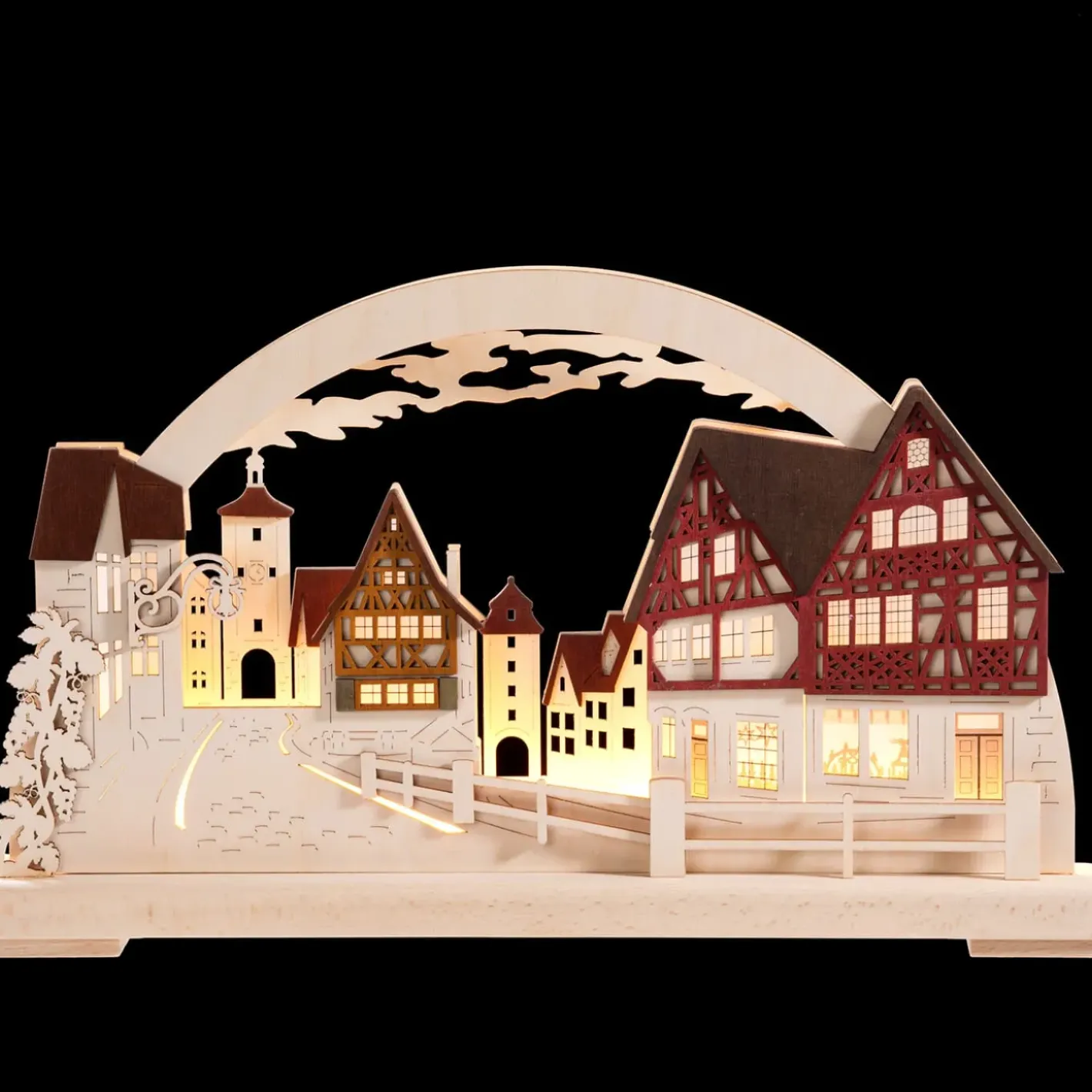RATAGS Holzdesign Schwibbögen "Rothenburg Plonlein", 115 V Mit Usb A-Anschluss New