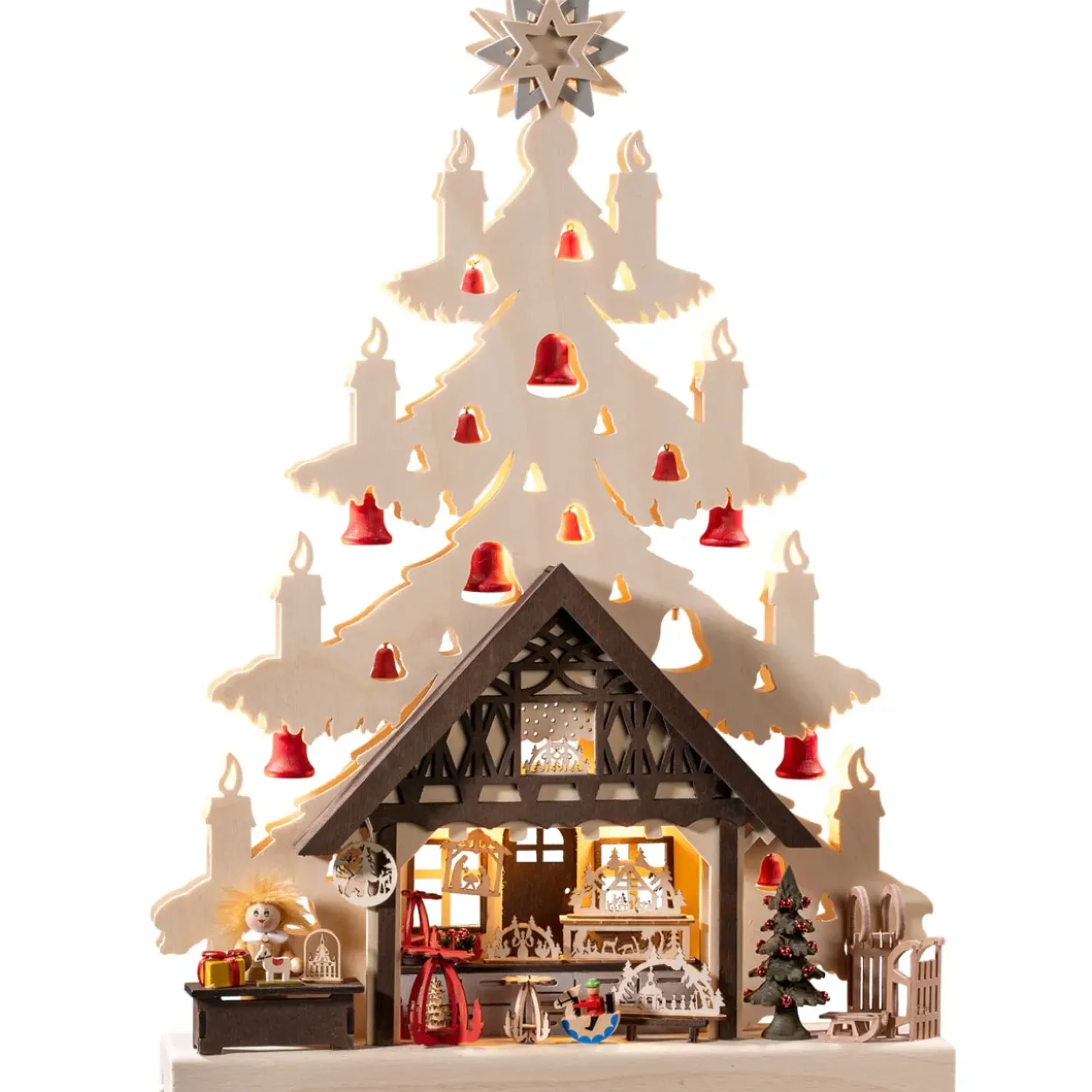 RATAGS Holzdesign Schwibbögen "Tanne Mit Geschenkeladen", 115V Mit Usb A-Anschluss Best