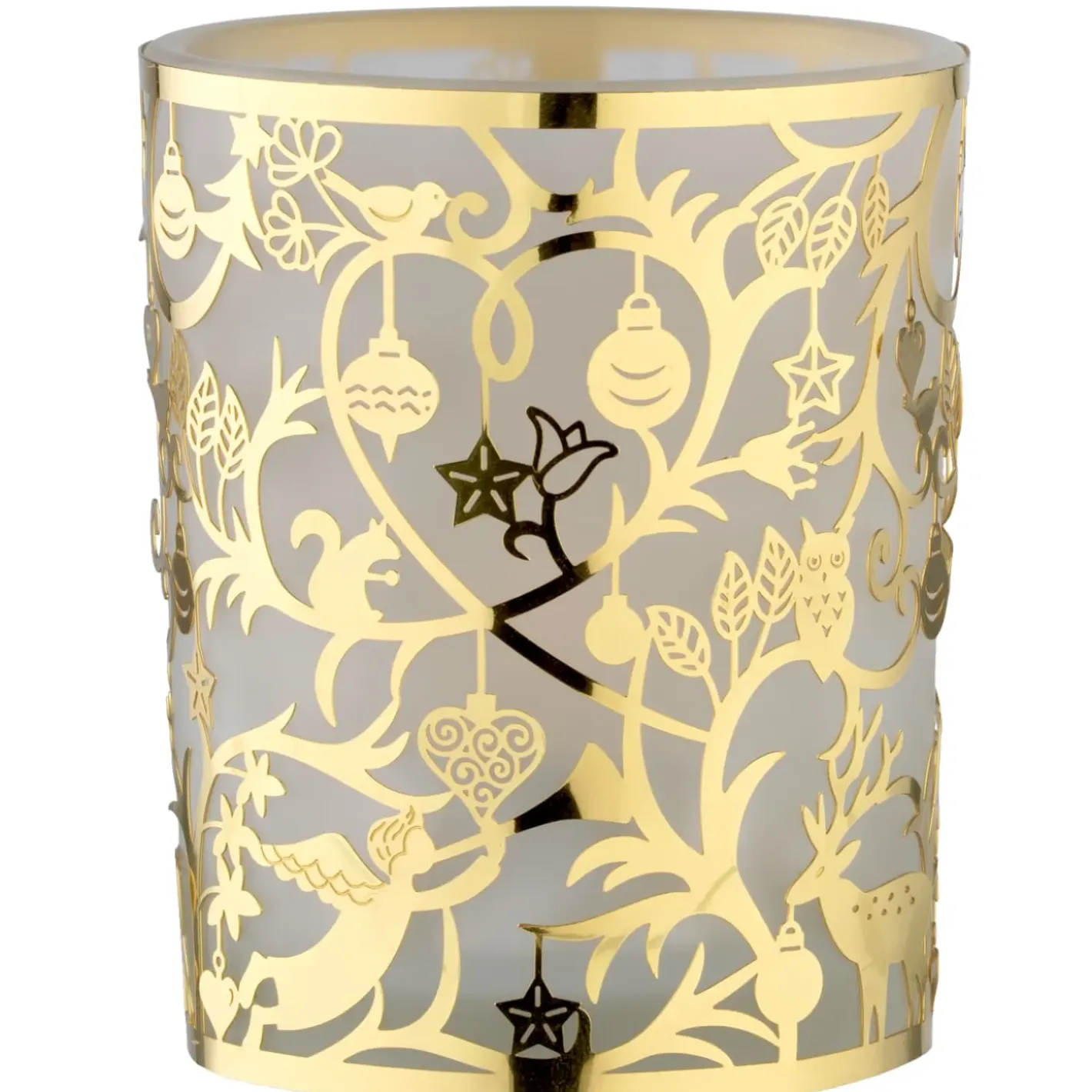 Käthe Wohlfahrt Teelichtglas "Waldweihnacht" Gold New