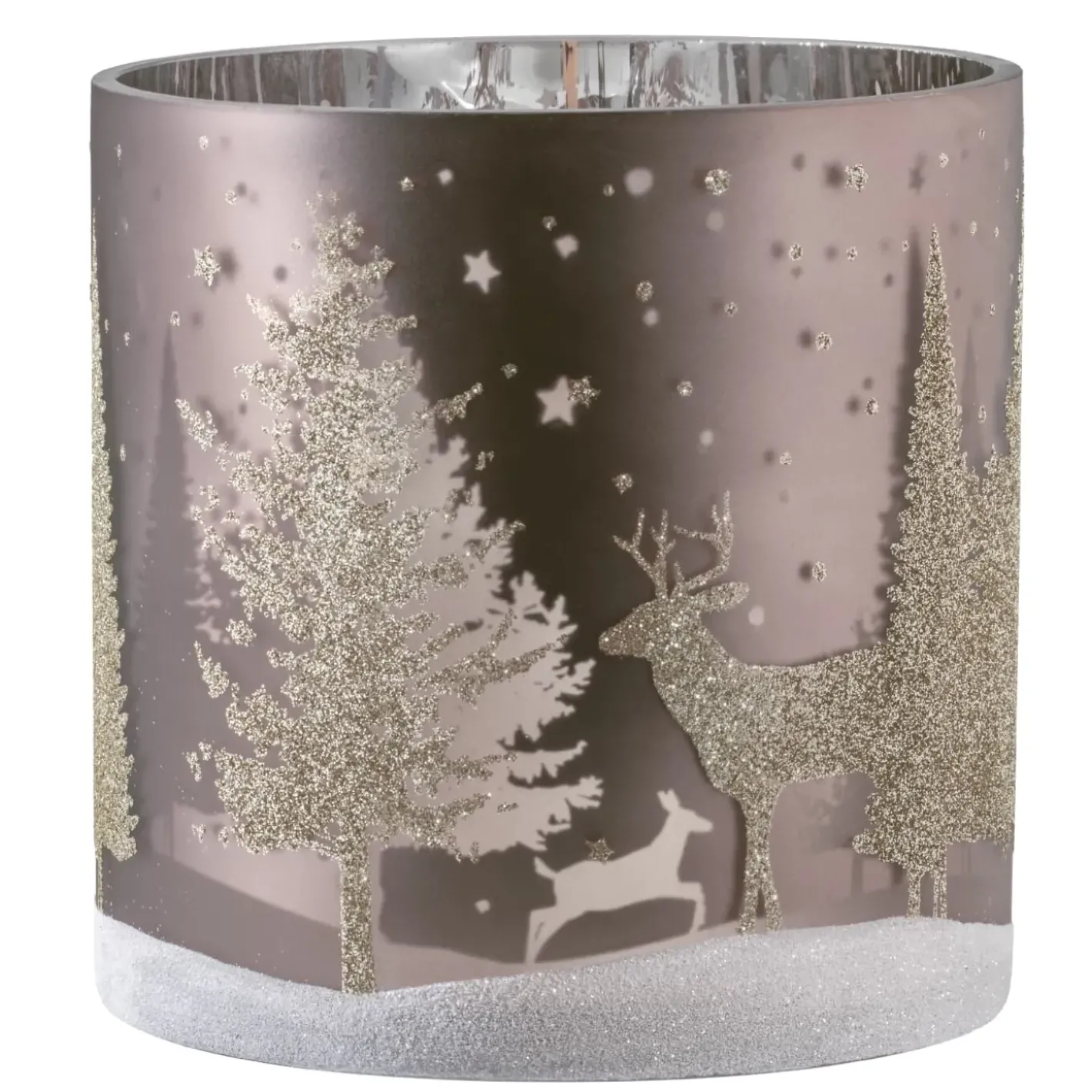 Käthe Wohlfahrt Windlicht "Hirsche Im Wald" Taupe, 15Cm