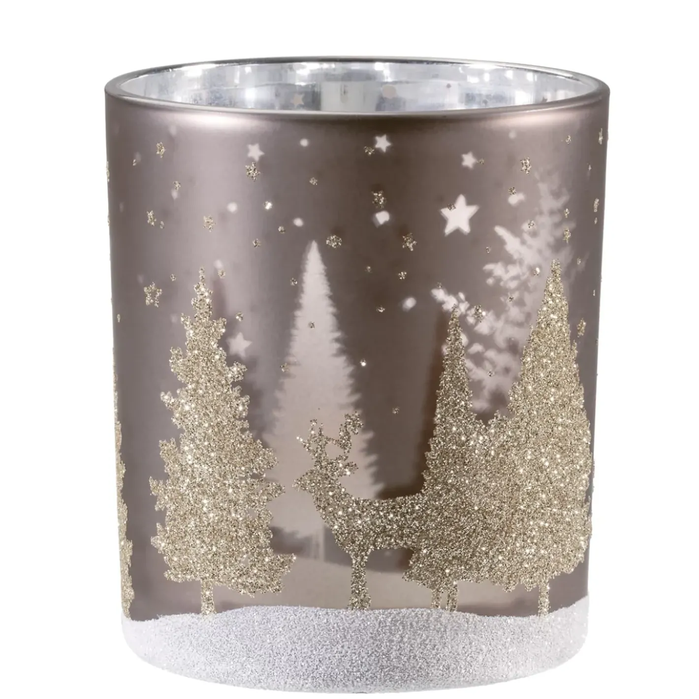 Käthe Wohlfahrt Windlicht "Hirsche Im Wald" Taupe, 10Cm Clearance
